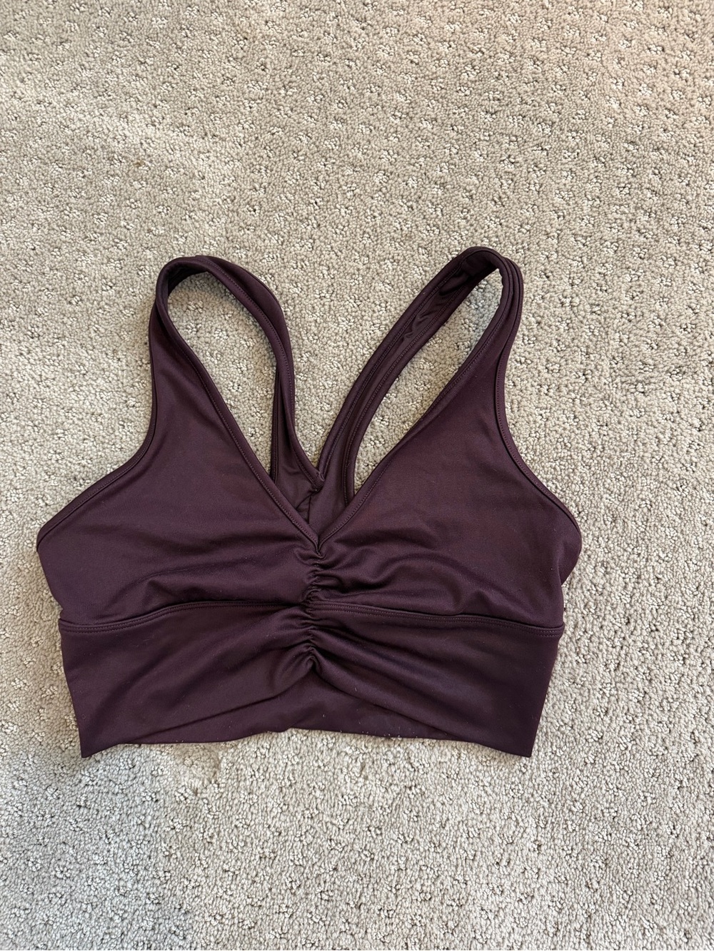 ALO Yoga Wild Thing Ruched Front Sports Bra - Plum